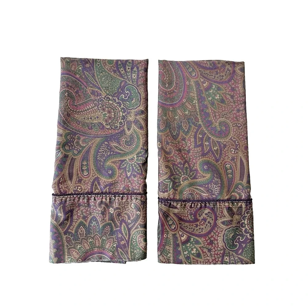 Vtg Set of 2 Ralph Lauren New Bohemian Paisley Purple Standard Pillowcases